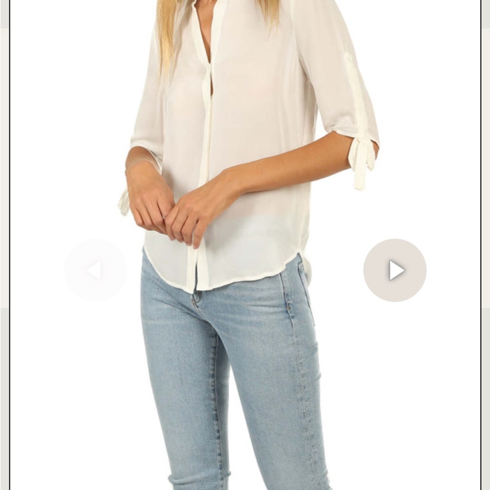 L’agence Isa Tie-Ruched Sleeve Silk Blouse - Ivory